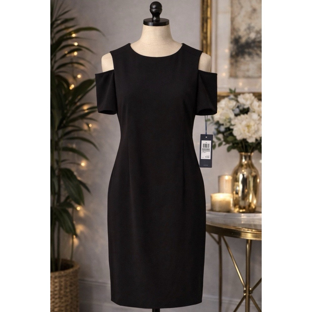 Tommy Hilfiger Cold Shoulder Black Sheath Dress – Size 12 (NWT)